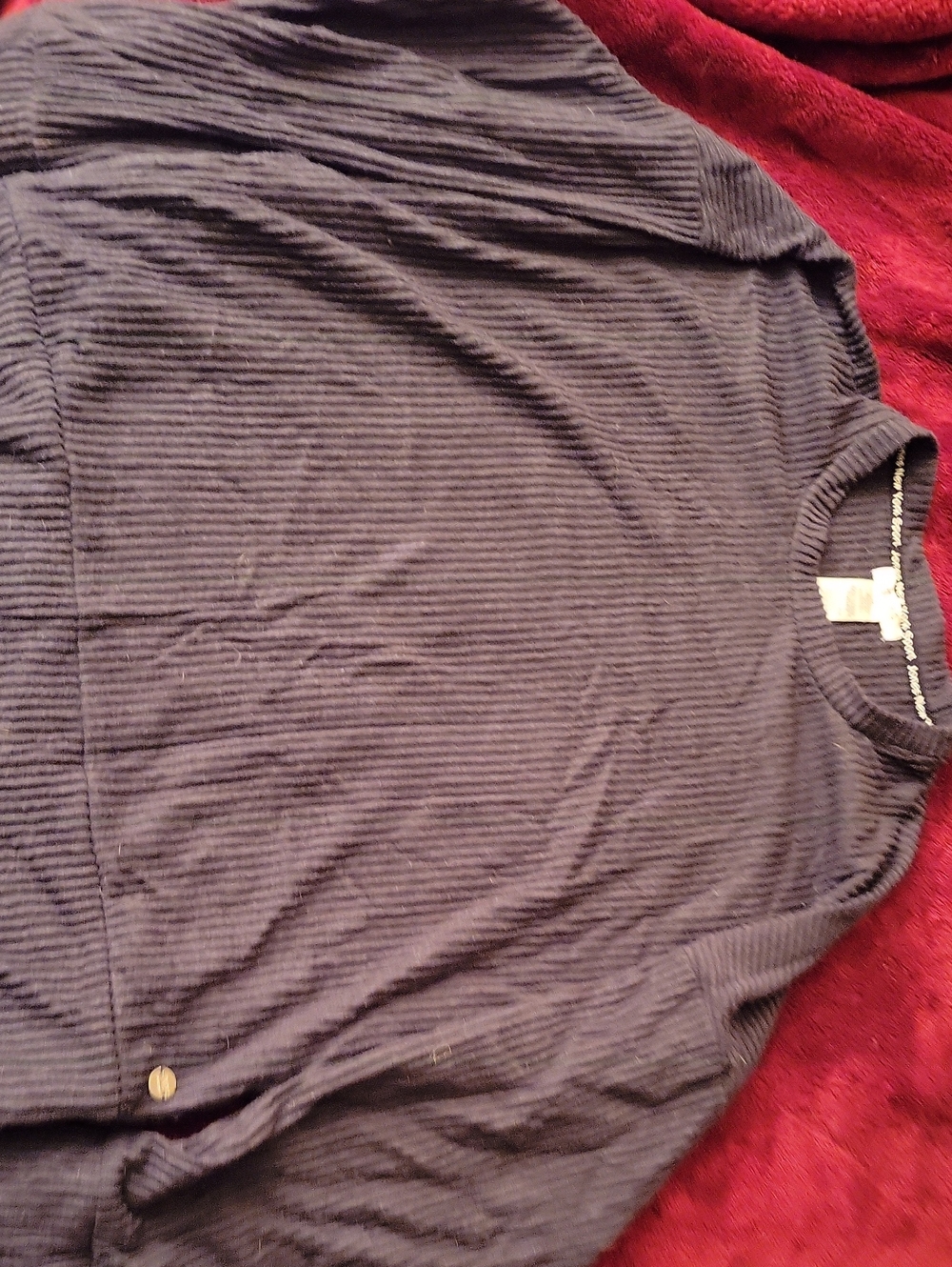 Men's Dark Grey Ribbed Long-Sleeve Shirt - Classic Casual